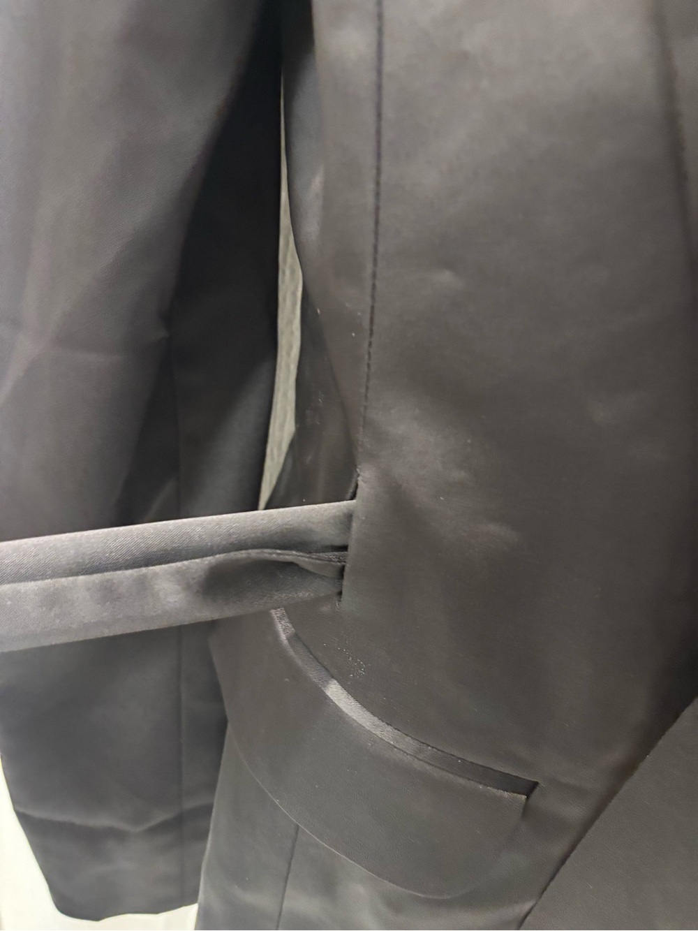 BCBGMaxAzria Satin Tailored Single-Breast Black Wrap Tie Back Blazer Classic XS - Picture 5 of 9